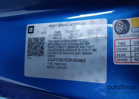 2018 Chevrolet Camaro 1Ss z USA, uszkodzony, nr VIN 1G1FF1R76J0183462